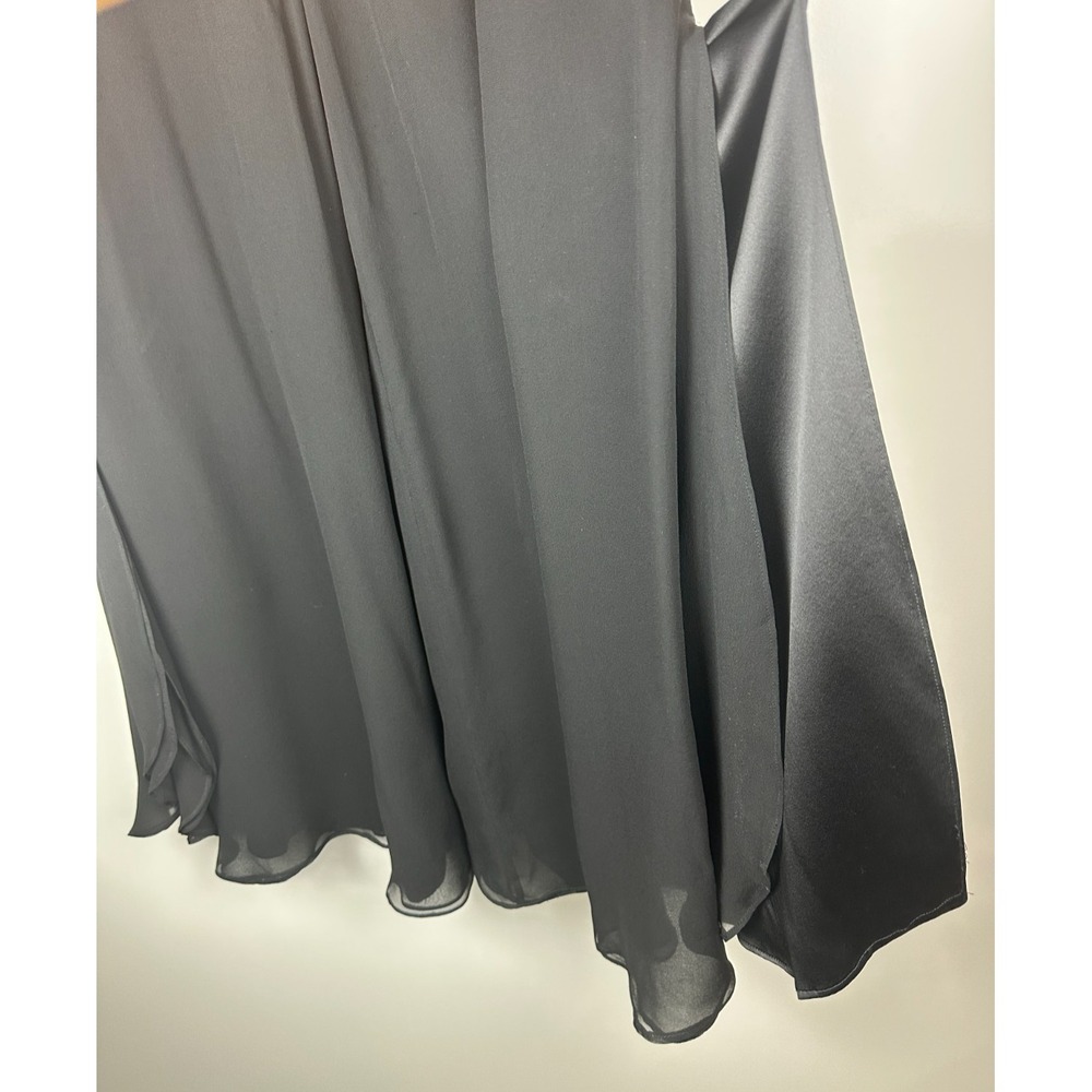 St. John Evening 100% Silk Chiffon Overlay Pants Wide-Leg Slit Black Size 12 - Picture 8 of 16